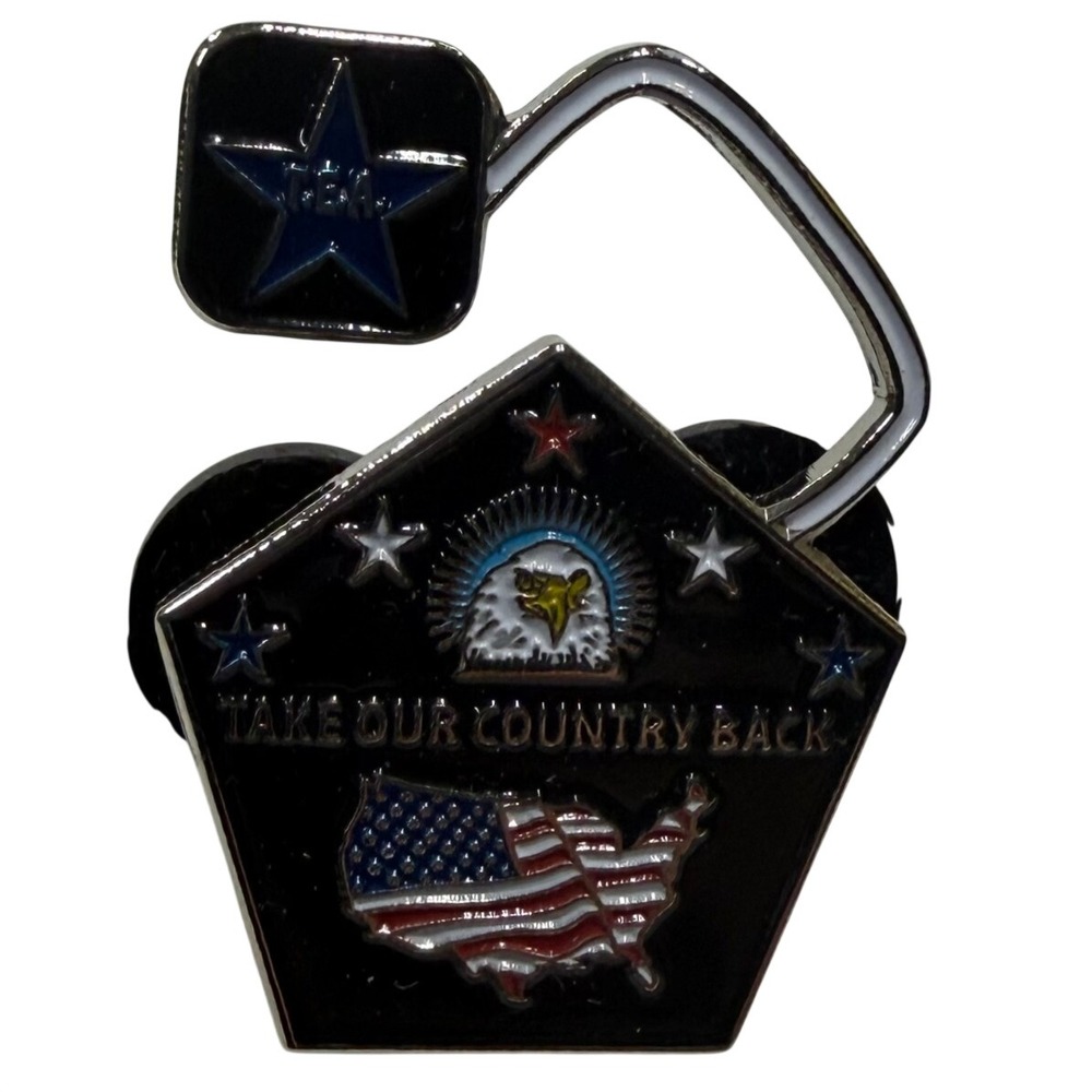 Take Our Country Back Enamel Pin Patriotic Eagle USA Flag TEA Star Political